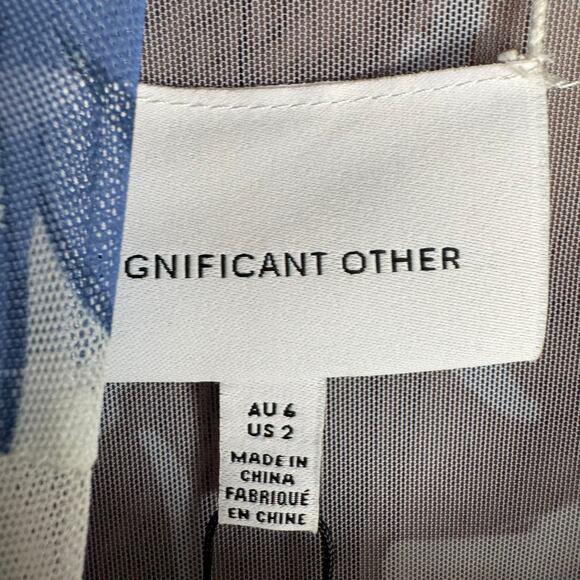 Significant Other Jean Dress Hibiscus Splice Mesh Floral Bodycon Floral US 2 NWT - Picture 10 of 11